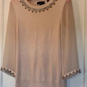 Ted Baker Cream Sweater with Embellished Neckline